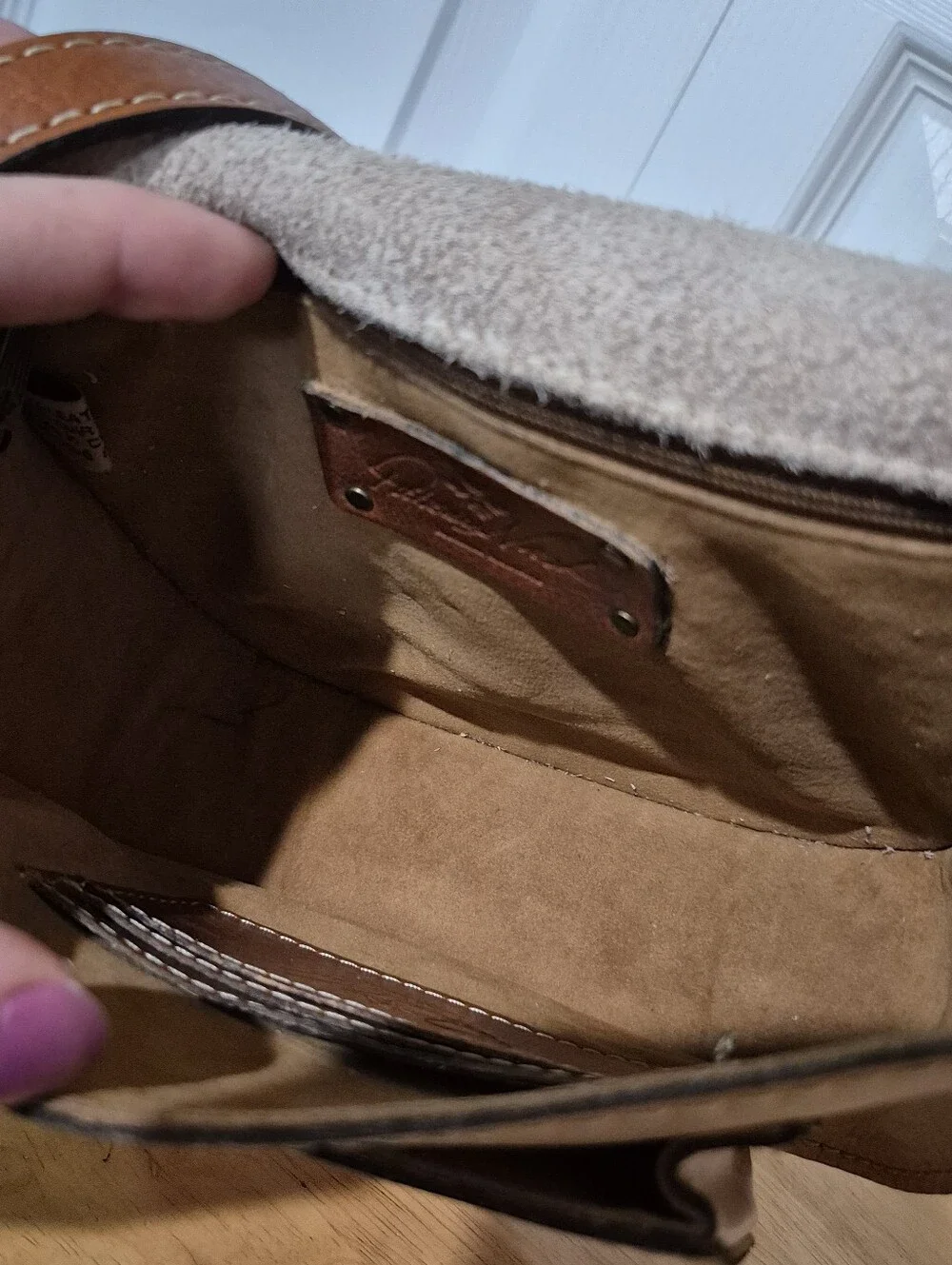 Patricia Nash Small Leather Camel Beige Crossbody Satchel